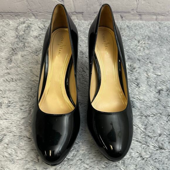 Cole Haan Air Chelsea Black Patent Leather Heels Size 9B Classic Formal Wedding - Picture 3 of 11